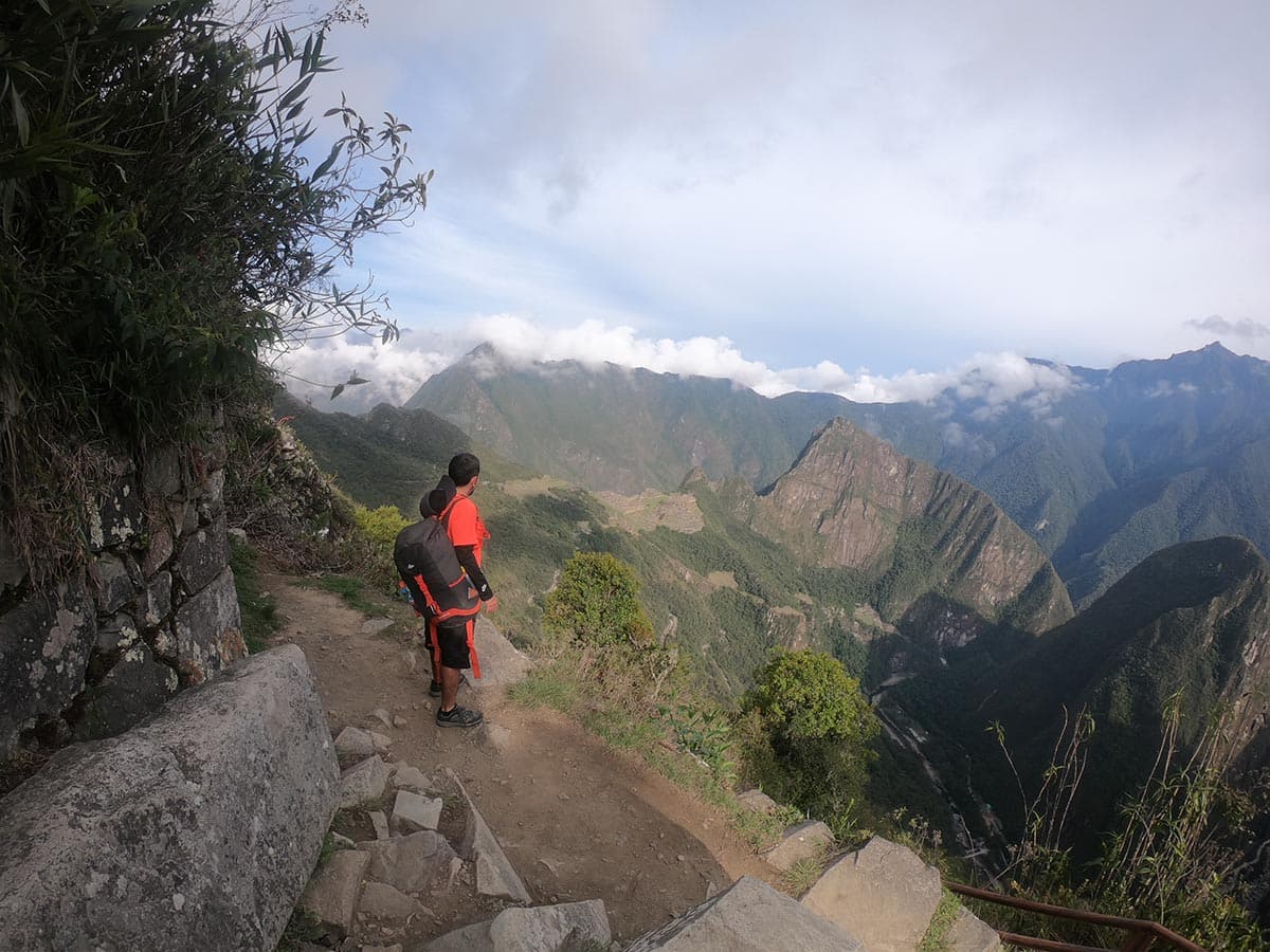 Daniel Lanao on the Inca Trail overlooking Machu Picchu in the Peruvian Andes